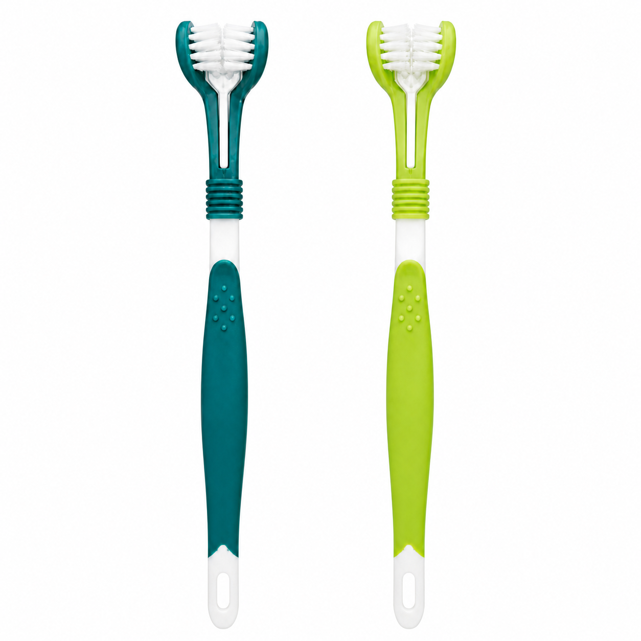 Detalle triple cabezal cepillo dental mascota senior higiene bucal