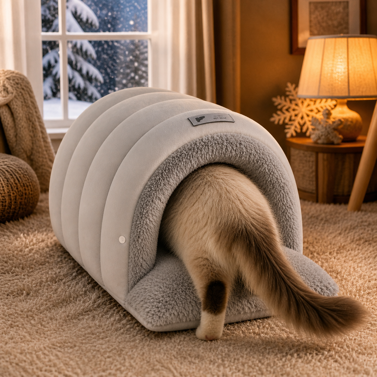 Interior cama cueva felpa gato senior calor protección articulaciones